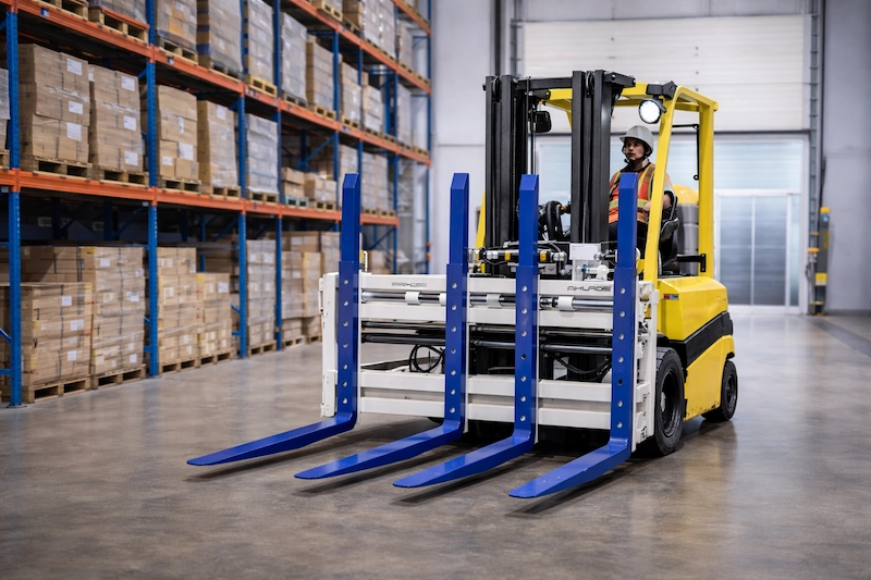 Single-Double Pallet Handler Attachment for Counterbalance Forklift